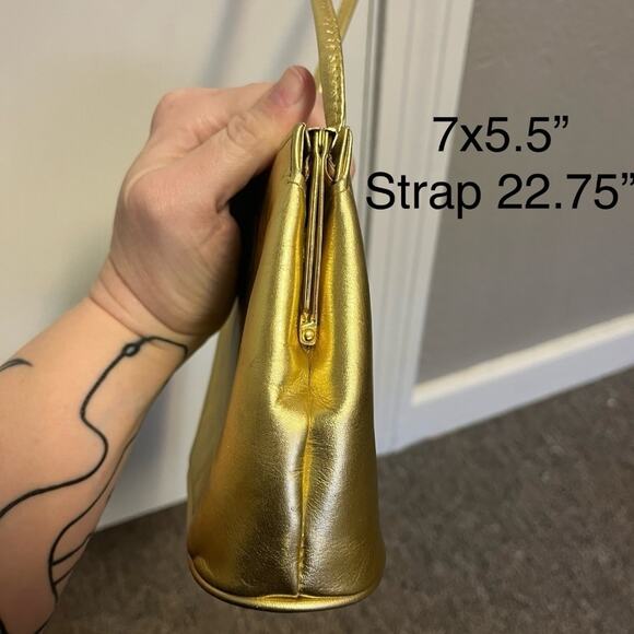 5/$100 Vintage Anne Klein Gold Genuine Leather Mini Evening Bag 2 - Picture 8 of 12